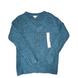 Falls Creek Teal Blue V-Neck Sweater